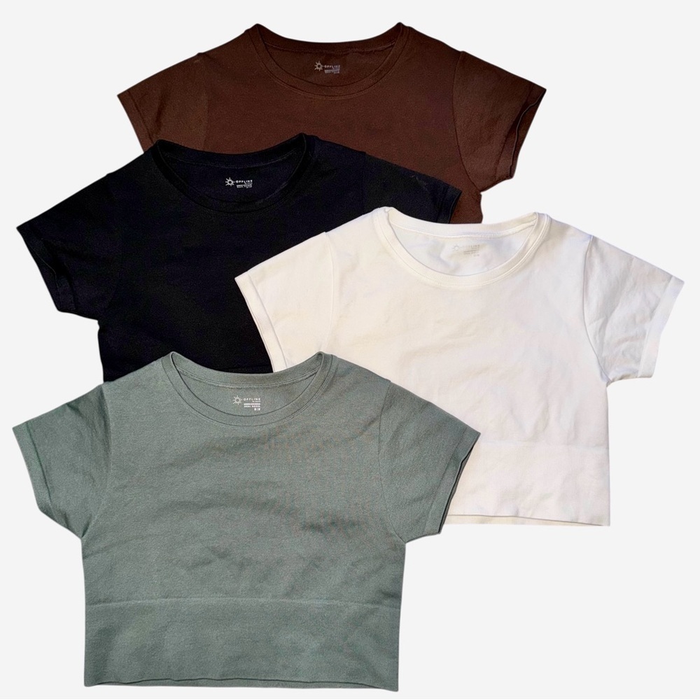 Aerie Offline Sidewalk Seamless Cropped Tee Bundle Of 4 Size Medium